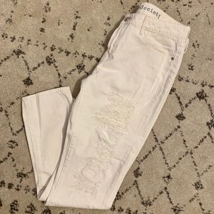 White Distressed Pants